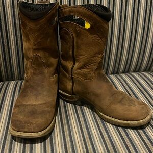 Brown Kids Western Leather Pull-On Boots
